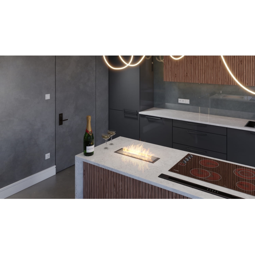 InFire - Built-in BIO fireplace 5,5x50 cm 3kW black