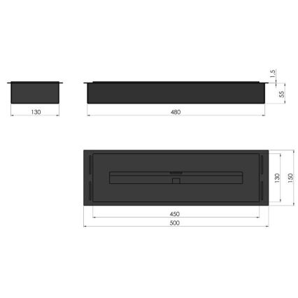 InFire - Built-in BIO fireplace 5,5x50 cm 3kW black