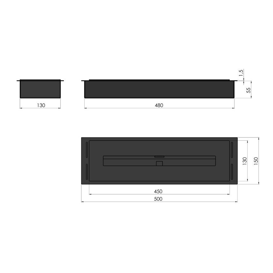 InFire - Built-in BIO fireplace 5,5x50 cm 3kW black