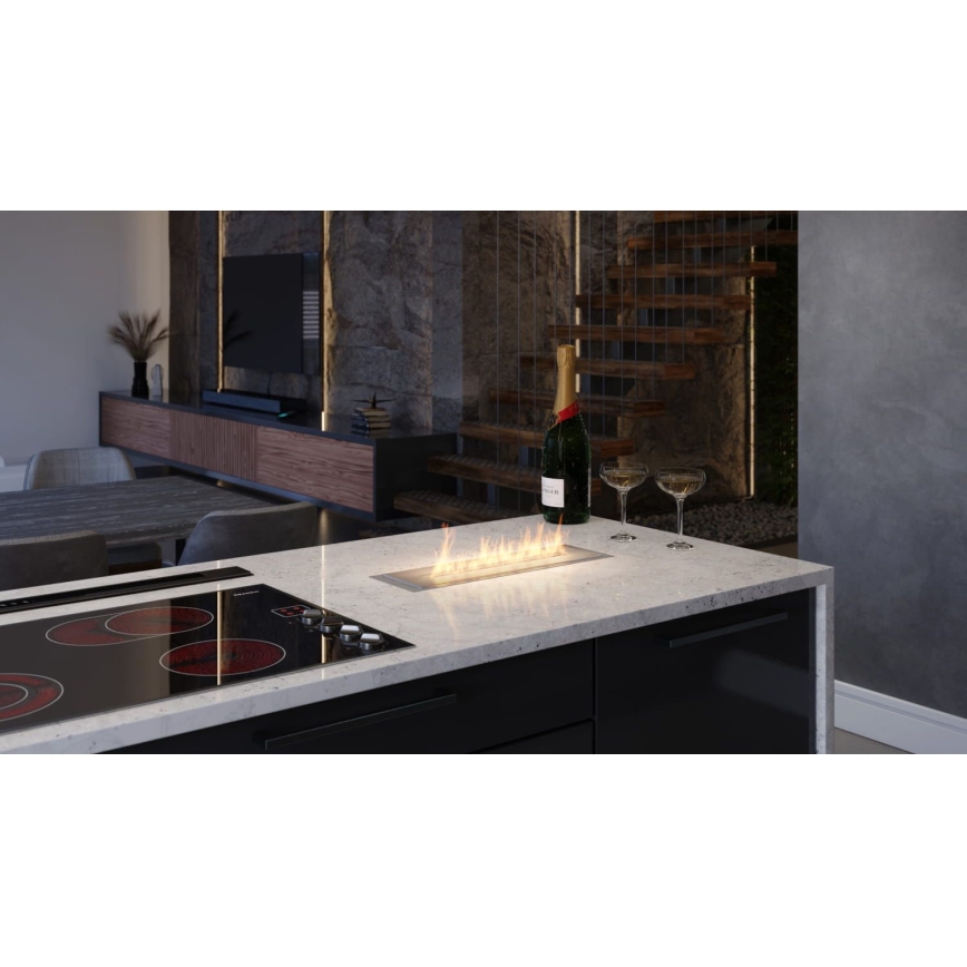 InFire - Built-in BIO fireplace 5,5x50 cm 3kW matte chrome