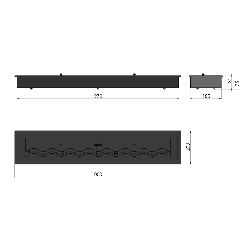 InFire - Built-in BIO fireplace 7,5x100 cm 6kW black
