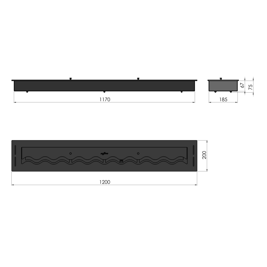 InFire - Built-in BIO fireplace 7,5x120 cm 7kW black