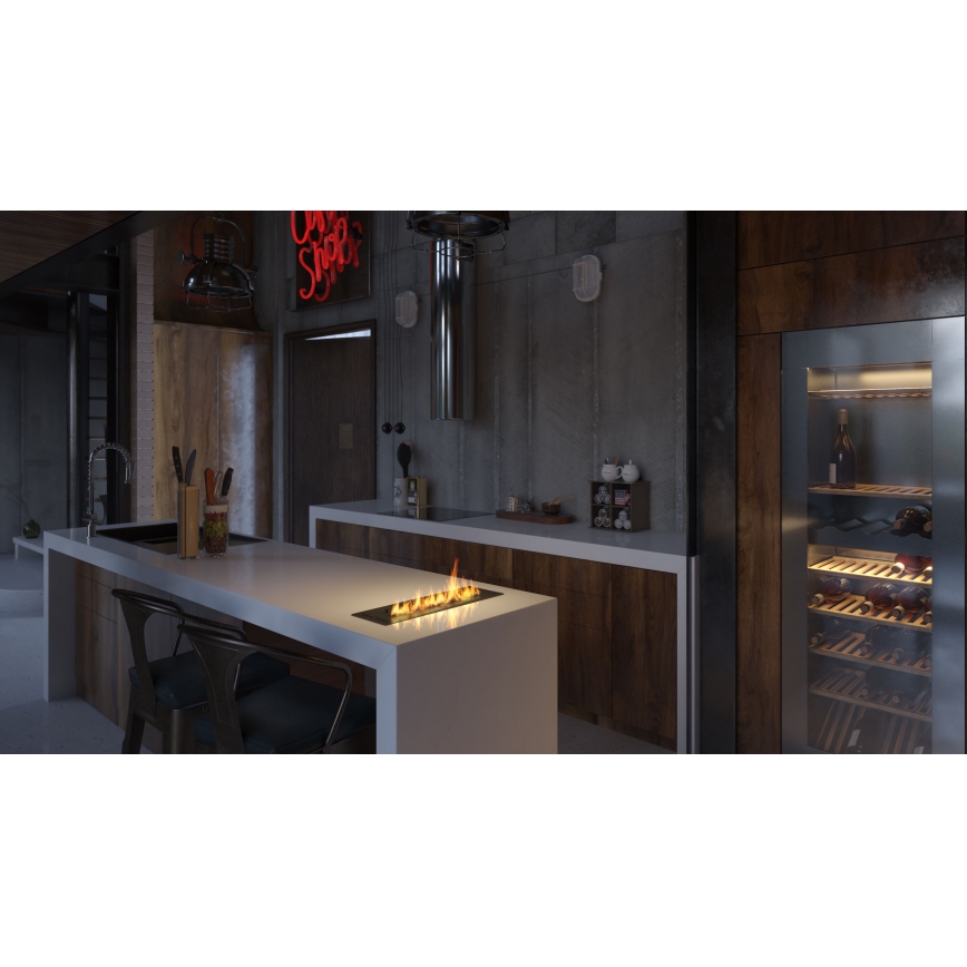 InFire - Built-in BIO fireplace 7,5x50 cm 3,5kW black