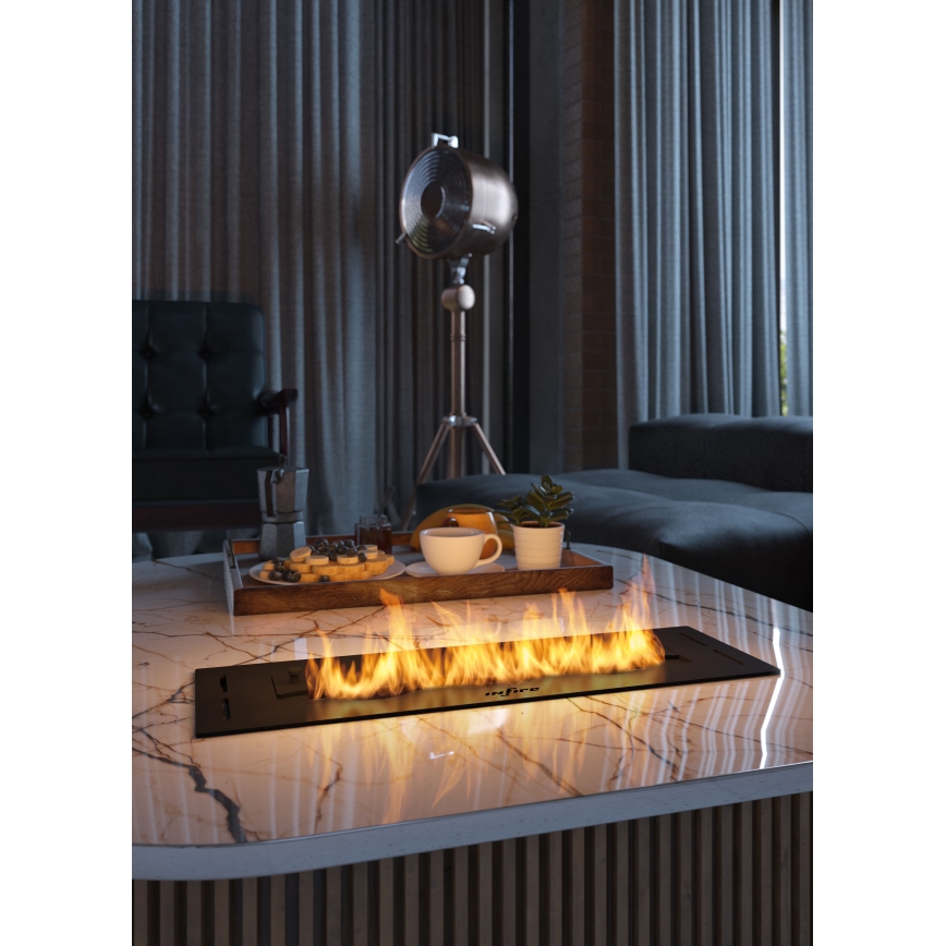 InFire - Built-in BIO fireplace 7,5x50 cm 3,5kW black