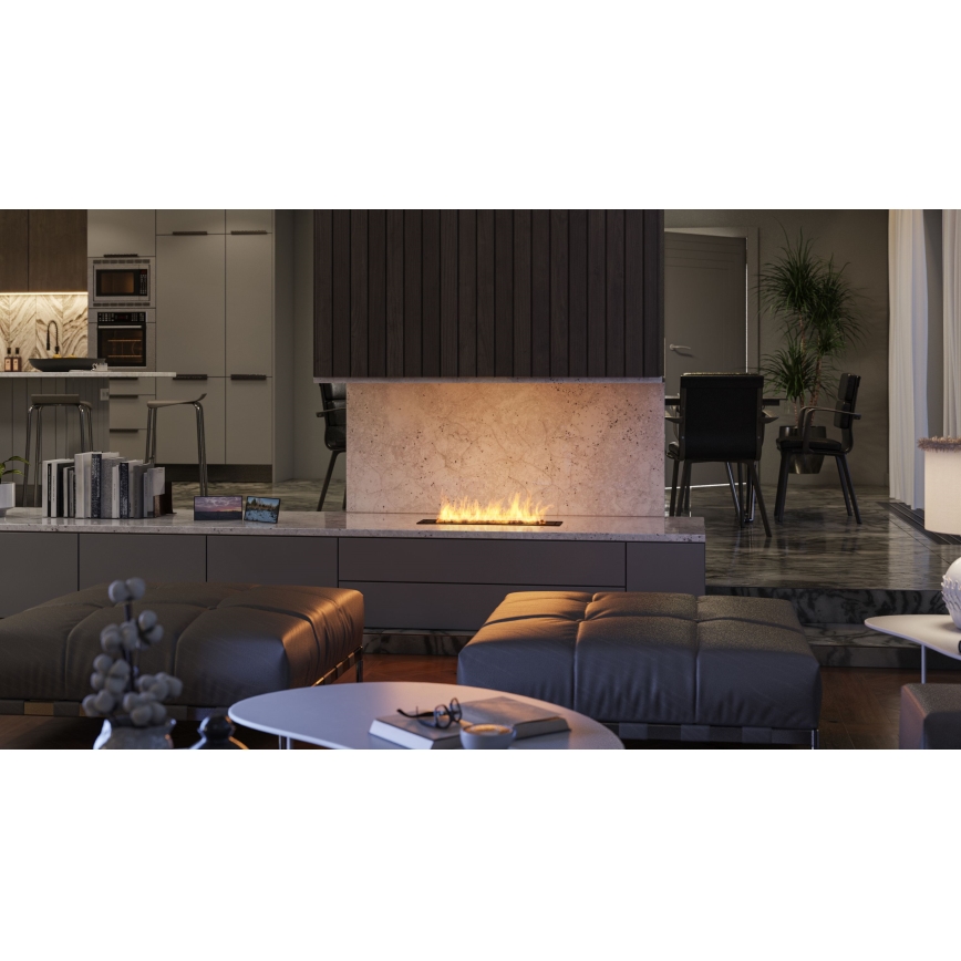 InFire - Built-in BIO fireplace 7,5x60 cm 3,5kW black