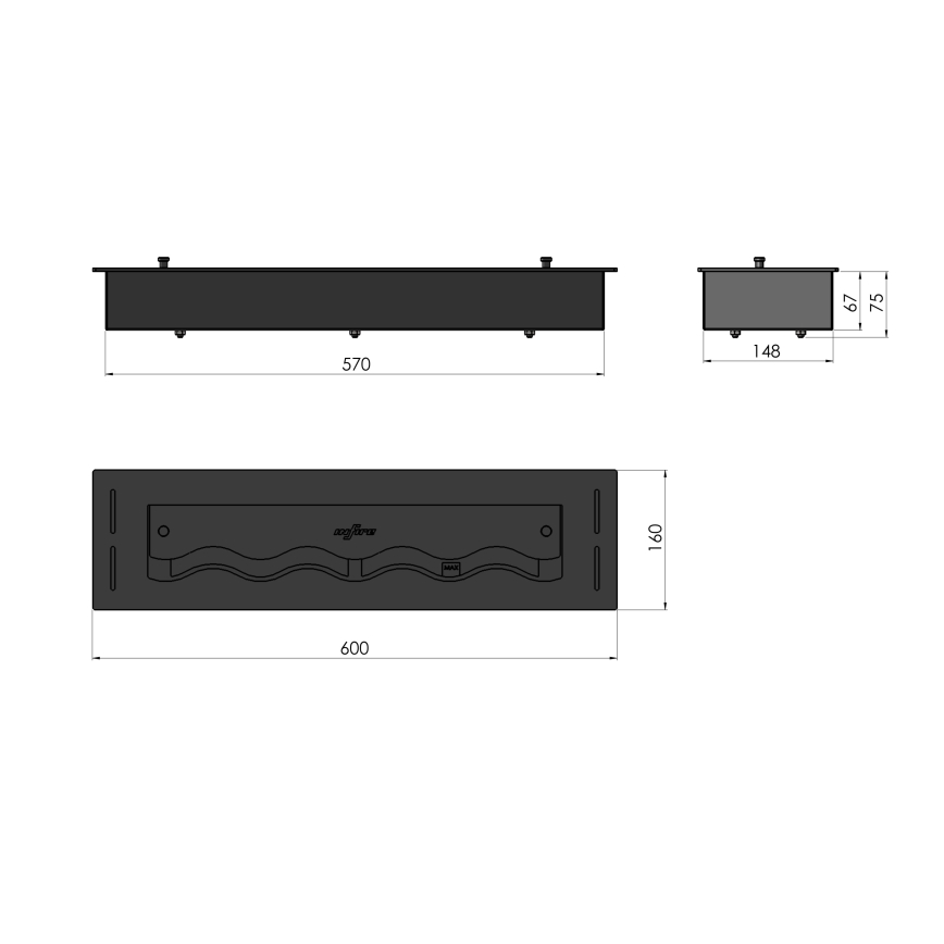 InFire - Built-in BIO fireplace 7,5x60 cm 3,5kW black