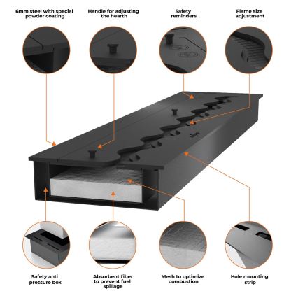 InFire - Built-in BIO fireplace 7,5x80 cm 6kW black