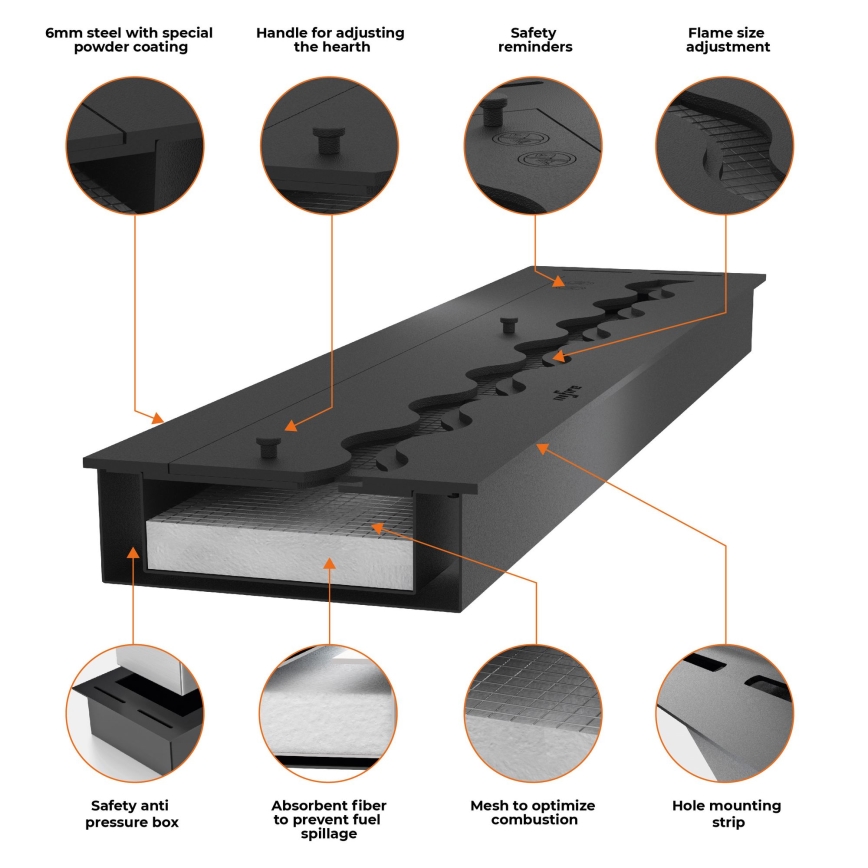 InFire - Built-in BIO fireplace 7,5x80 cm 6kW black