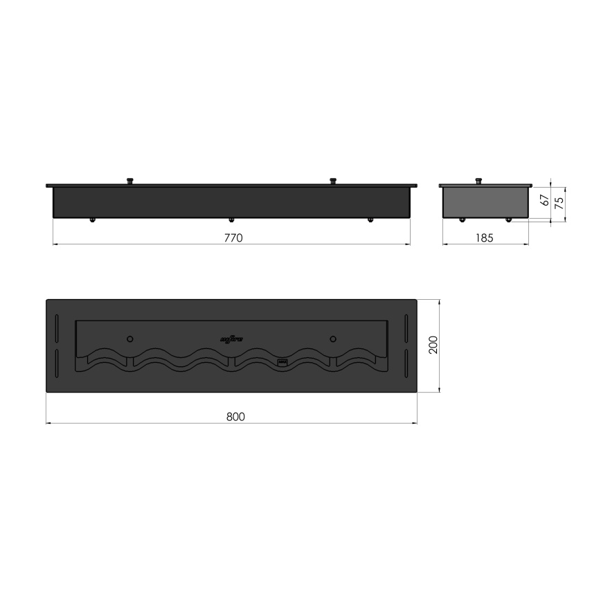 InFire - Built-in BIO fireplace 7,5x80 cm 6kW black