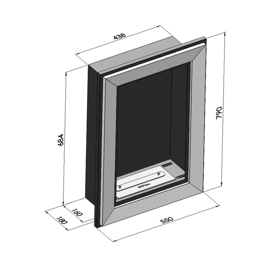 InFire - Built-in BIO fireplace 79x55 cm 3kW black