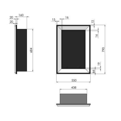 InFire - Built-in BIO fireplace 79x55 cm 3kW black