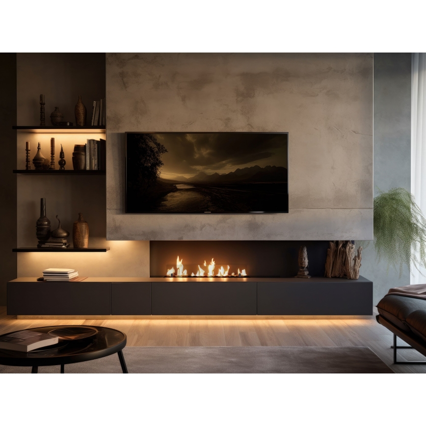 InFire - Built-in BIO fireplace 8,5x100 cm 6kW black