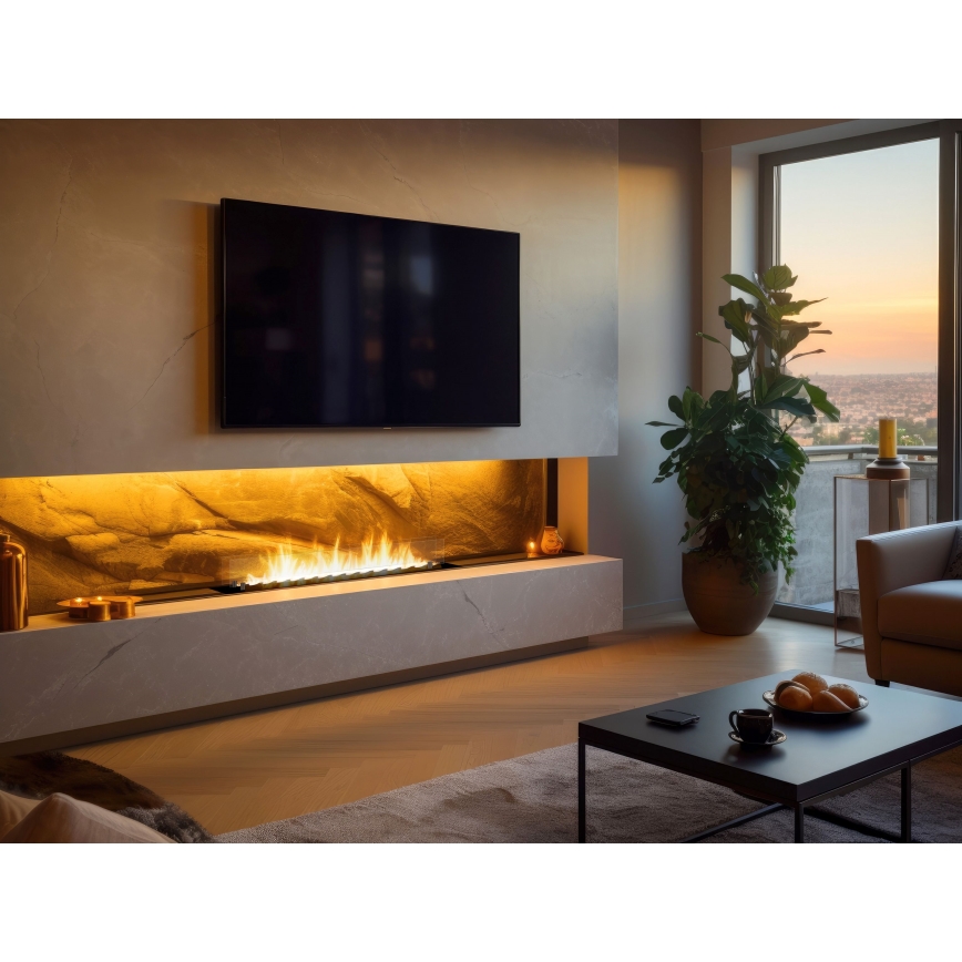 InFire - Built-in BIO fireplace 8,5x120 cm 6kW black