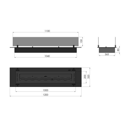 InFire - Built-in BIO fireplace 8,5x120 cm 6kW black