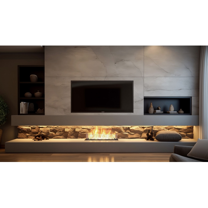InFire - Built-in BIO fireplace 8,5x60 cm 3,5kW black