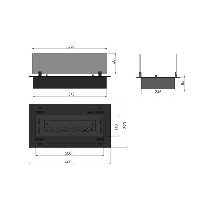 InFire - Built-in BIO fireplace 8,5x60 cm 3,5kW black