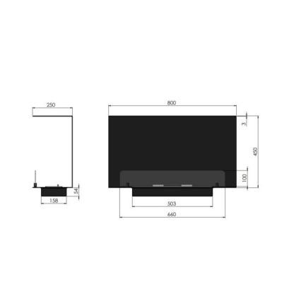 InFire - Built-in BIO fireplace 80x45 cm 3kW black