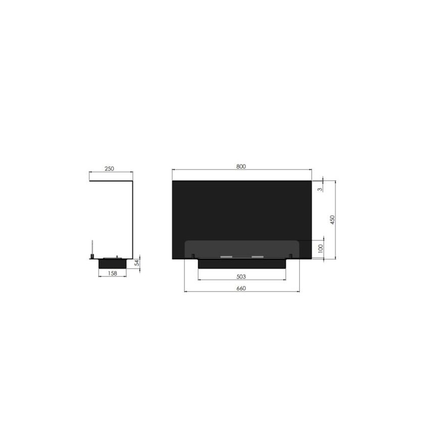 InFire - Built-in BIO fireplace 80x45 cm 3kW black