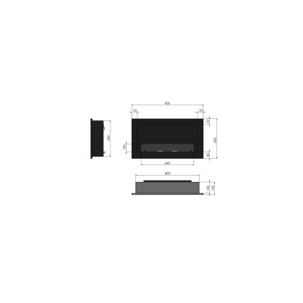 InFire - Built-in BIO fireplace 90x50 cm 3kW black