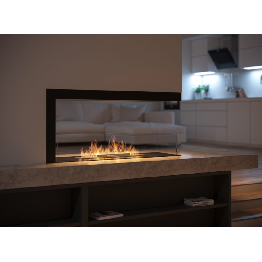 InFire - Corner BIO fireplace 100x50 cm 3kW bifacial