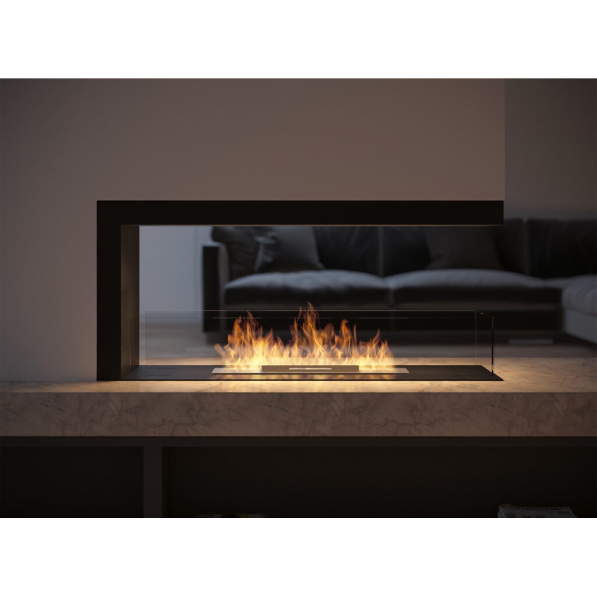 InFire - Corner BIO fireplace 100x50 cm 3kW bifacial