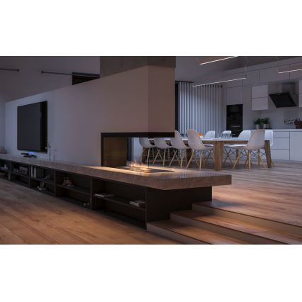InFire - Corner BIO fireplace 100x50 cm 3kW bifacial