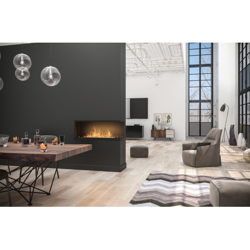 InFire - Corner BIO fireplace 110x45 cm 3kW black