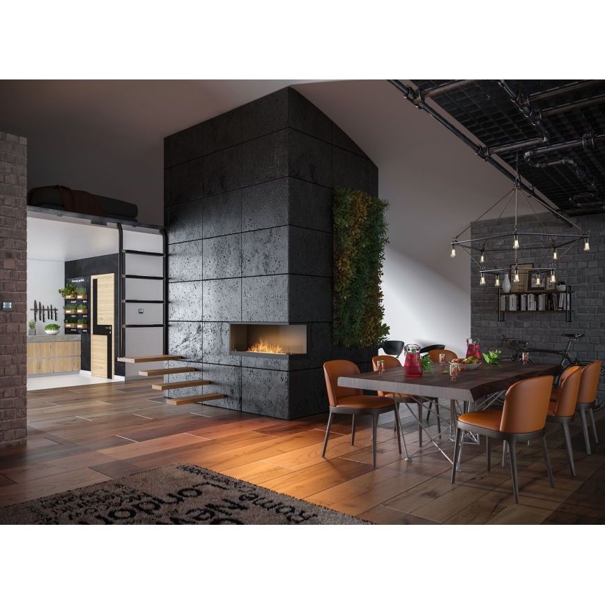 InFire - Corner BIO fireplace 110x45 cm 3kW black
