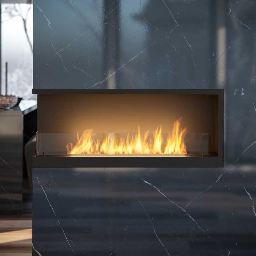 InFire - Corner BIO fireplace 110x45 cm 3kW black