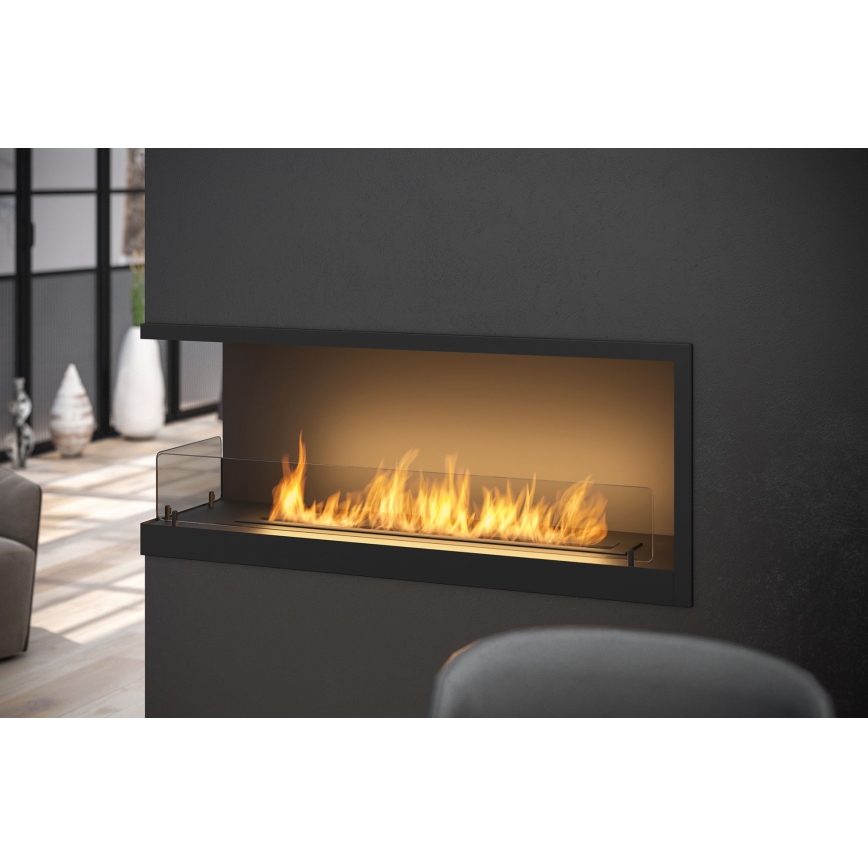InFire - Corner BIO fireplace 110x45 cm 3kW black