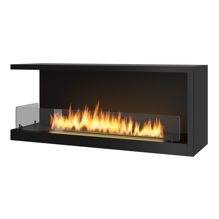 InFire - Corner BIO fireplace 110x45 cm 3kW black