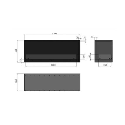 InFire - Corner BIO fireplace 110x45 cm 3kW black