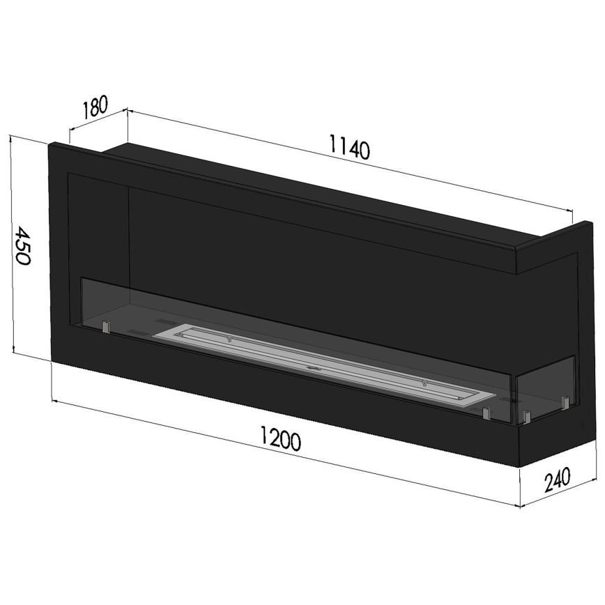 InFire - Corner BIO fireplace 45x120 cm 3kW black