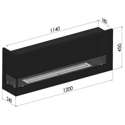 InFire - Corner BIO fireplace 45x120 cm 3kW black