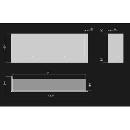 InFire - Corner BIO fireplace 45x120 cm 3kW black