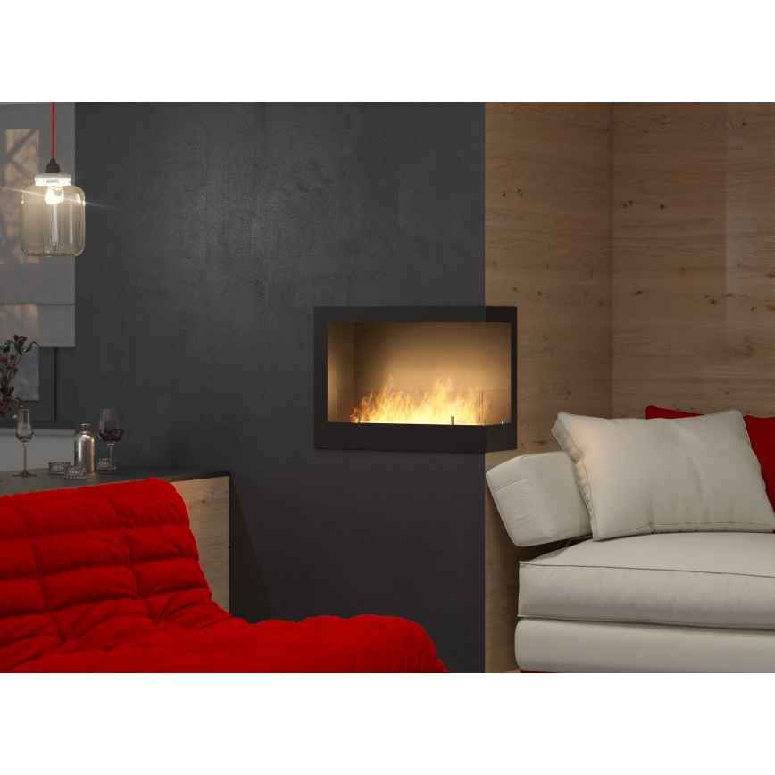 InFire - Corner BIO fireplace 45x60 cm 3kW black