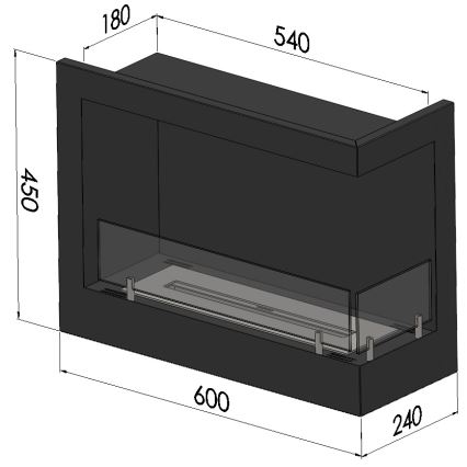 InFire - Corner BIO fireplace 45x60 cm 3kW black