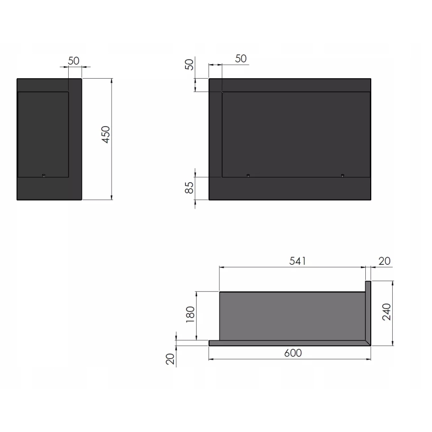 InFire - Corner BIO fireplace 45x60 cm 3kW black