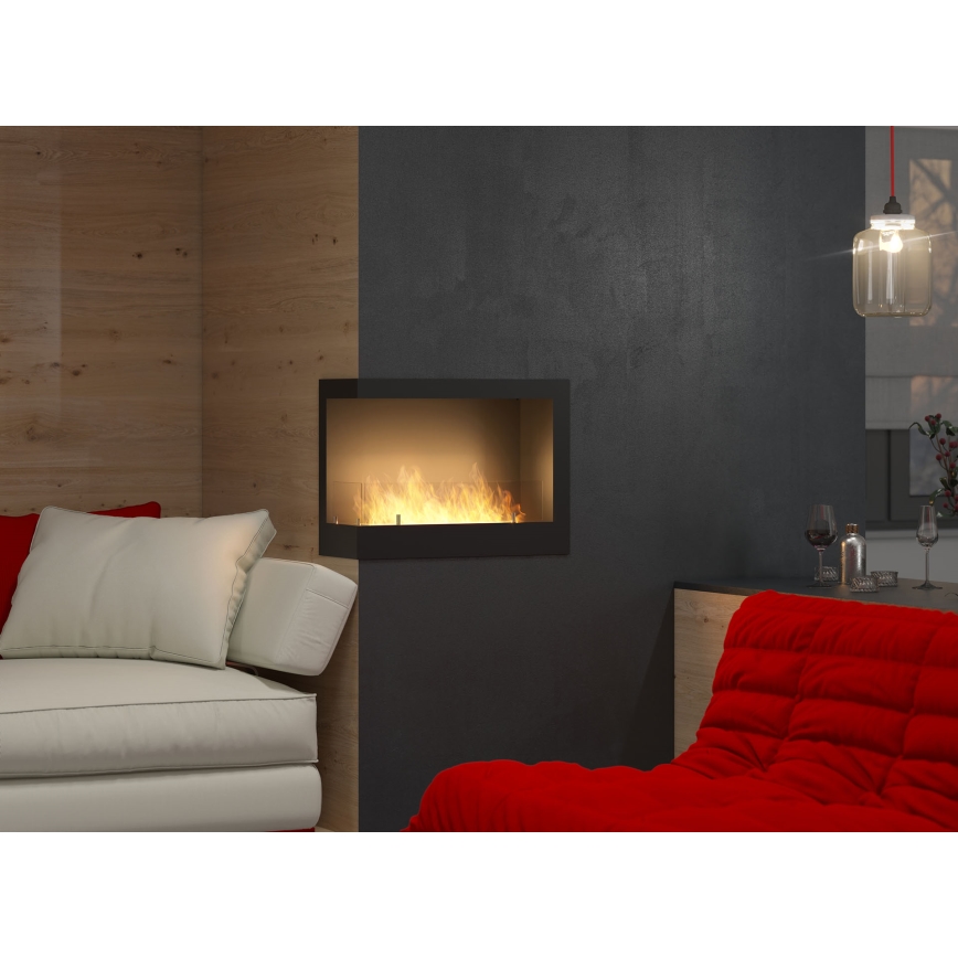 InFire - Corner BIO fireplace 45x60 cm 3kW black