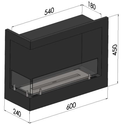 InFire - Corner BIO fireplace 45x60 cm 3kW black