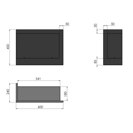 InFire - Corner BIO fireplace 45x60 cm 3kW black