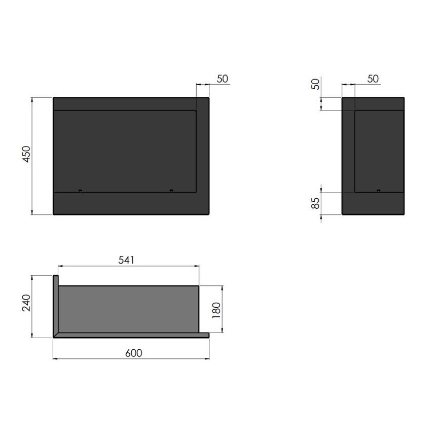 InFire - Corner BIO fireplace 45x60 cm 3kW black