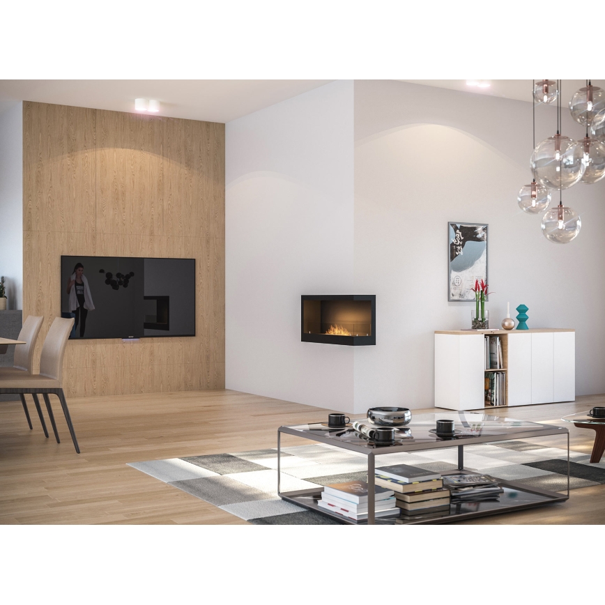 InFire - Corner BIO fireplace 45x90 cm 3kW black