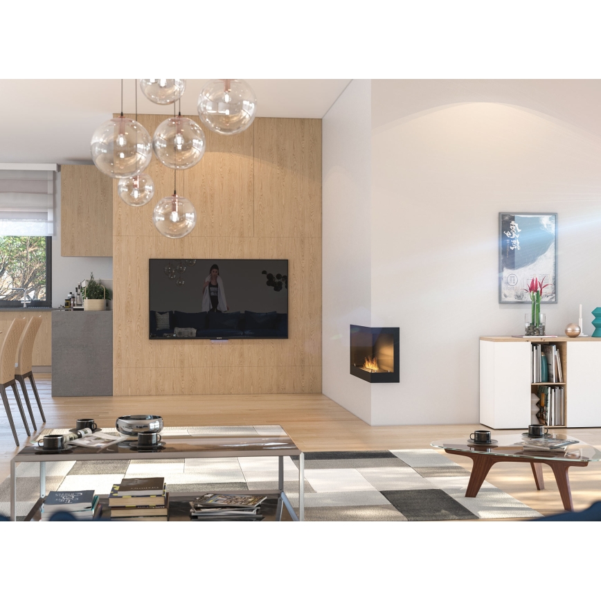 InFire - Corner BIO fireplace 45x90 cm 3kW black