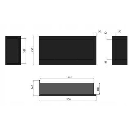 InFire - Corner BIO fireplace 45x90 cm 3kW black