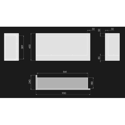 InFire - Corner BIO fireplace 45x90 cm 3kW black