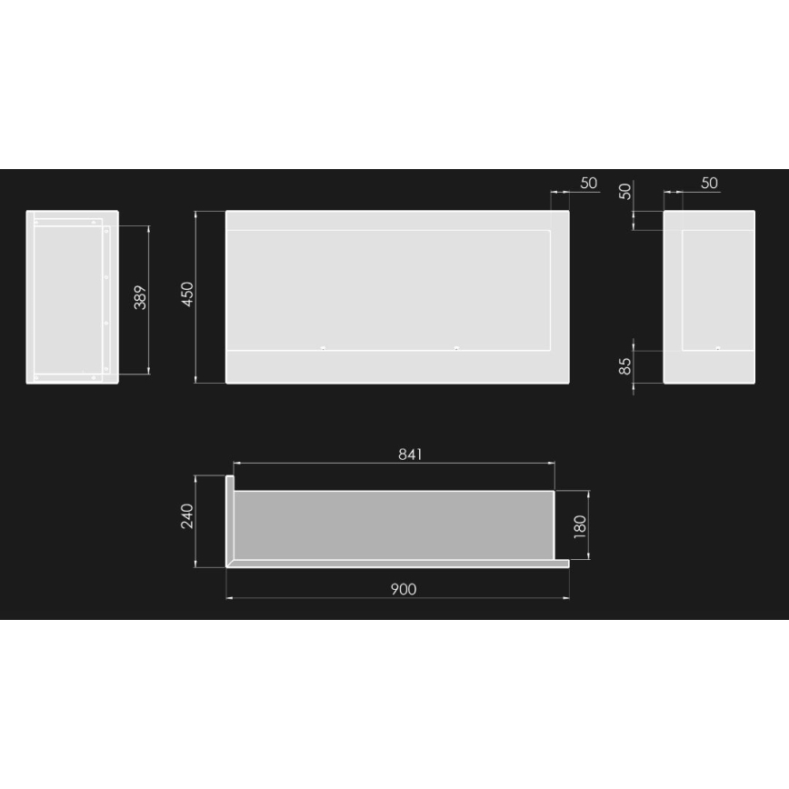 InFire - Corner BIO fireplace 45x90 cm 3kW black