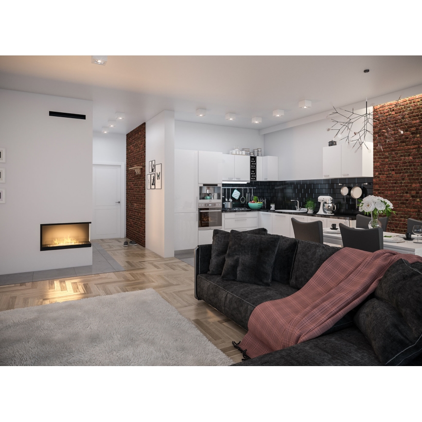 InFire - Corner BIO fireplace 80x45 cm 3,5kW black