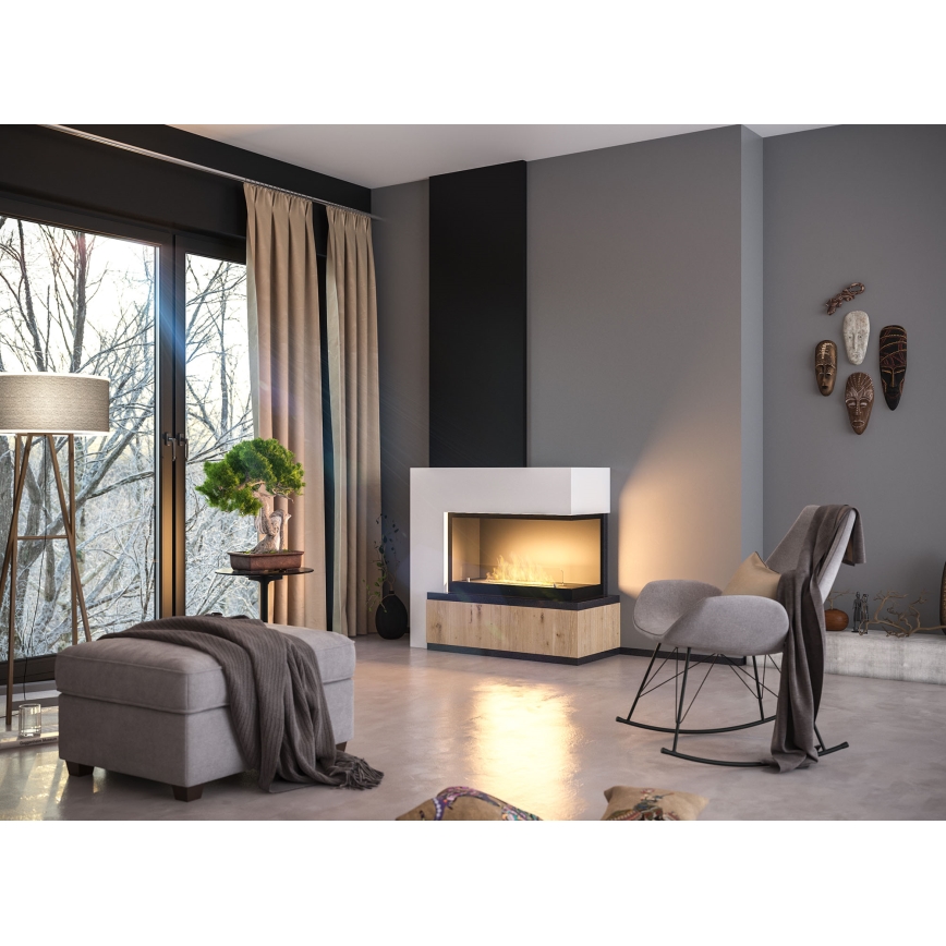 InFire - Corner BIO fireplace 80x45 cm 3,5kW black