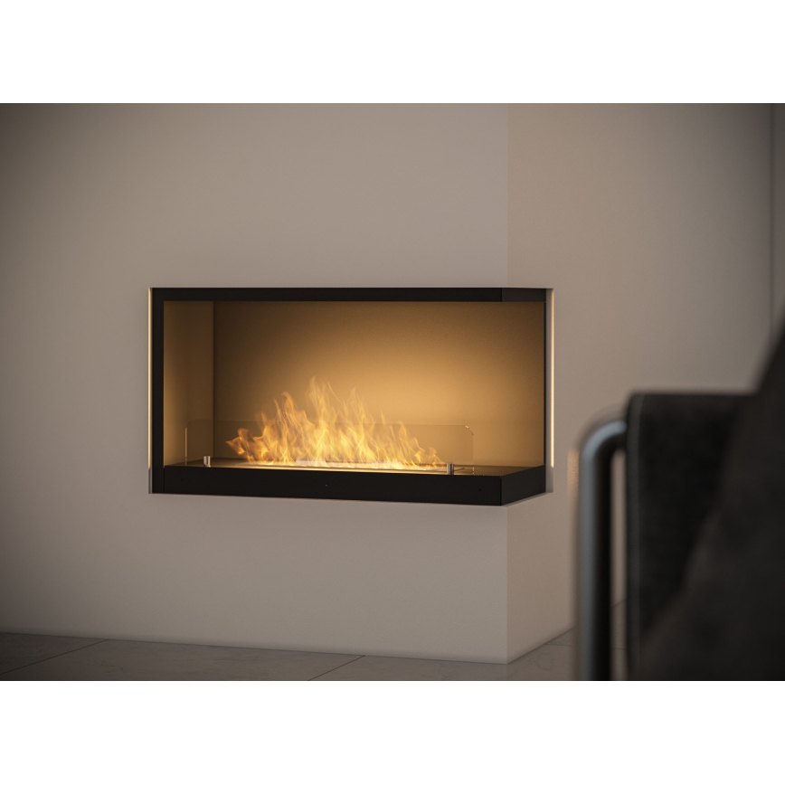 InFire - Corner BIO fireplace 80x45 cm 3,5kW black